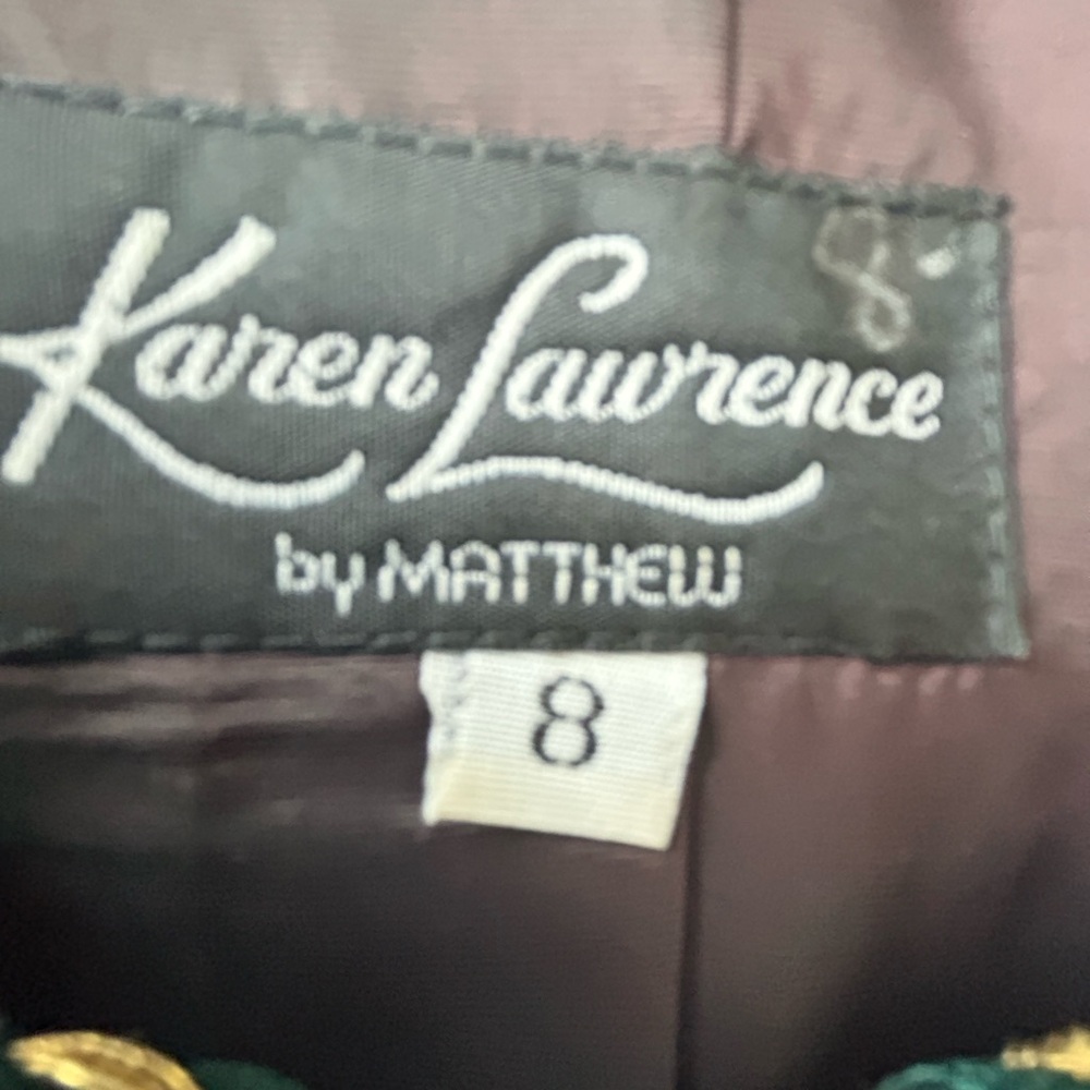 Karen Lawrence By Matthew Sequin Jacket Green 8 Vintage Gold Cord Detail Glam - Picture 5 of 15